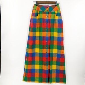 MISS PAT VINTAGE WOOL PLAID SKIRT SMALL
